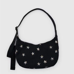 BAGGU Medium Black Nylon Crossbody Bag with Star Pattern